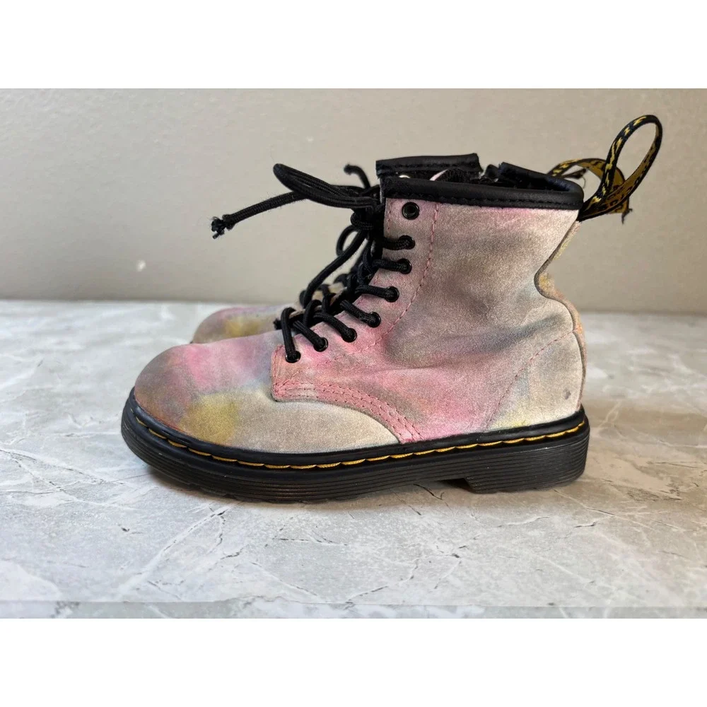 Dr. Martens 1460 T Toddler Tie Dye Suede Boots Pink Yellow Size 10 US Kids 1460T